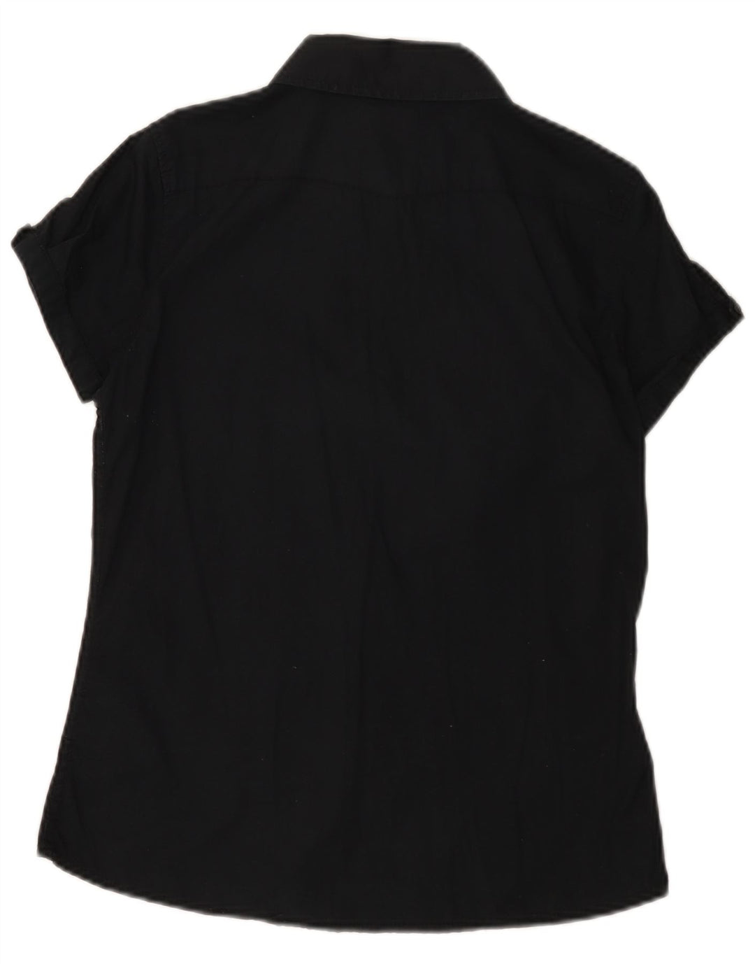Lee Damen Kurzarmhemd UK 10 Small Schwarz Baumwolle