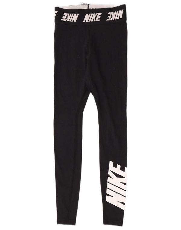 Nike Damen Tight Fit Graphic Leggings UK 4 XS Schwarz Baumwolle Sport