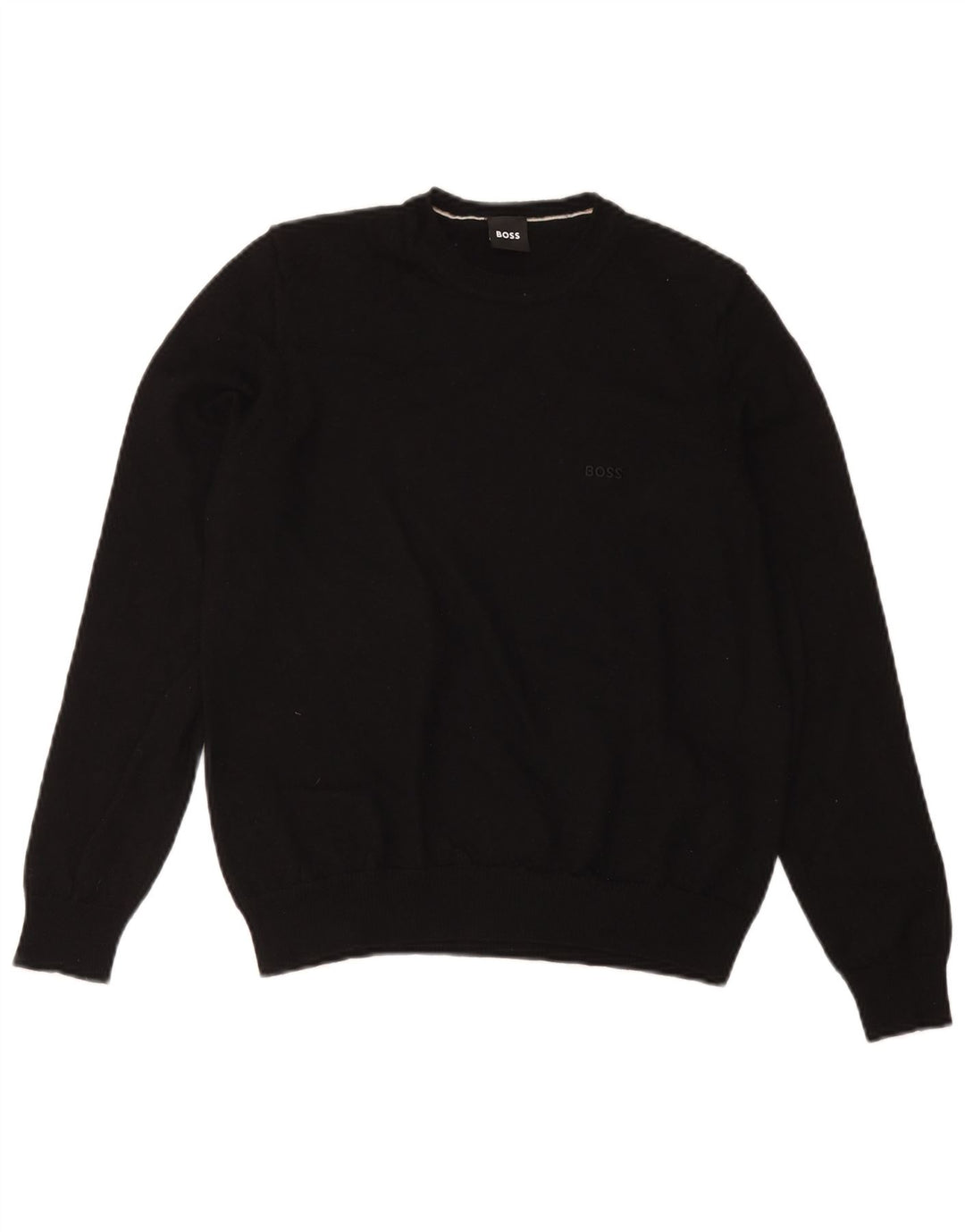 Hugo Boss Herren-Pullover mit Rundhalsausschnitt, Größe S, schwarze Schurwolle