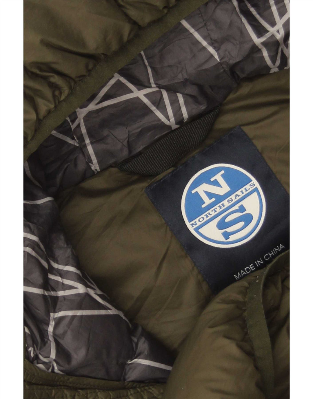 North Sails Herren-Jacke mit Kapuze, gepolstert, UK 40, Größe L, Khaki, Polyamid