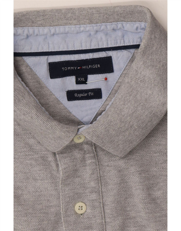 TOMMY HILFIGER Mens Regular Fit Polo Shirt 2XL Grey Cotton Vintage Tommy Hilfiger and Second-Hand Tommy Hilfiger from Messina Hembry 