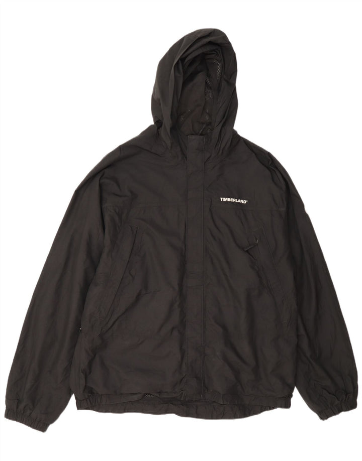 Timberland Herren-Regenjacke mit Kapuze, UK 40, großes schwarzes Nylon