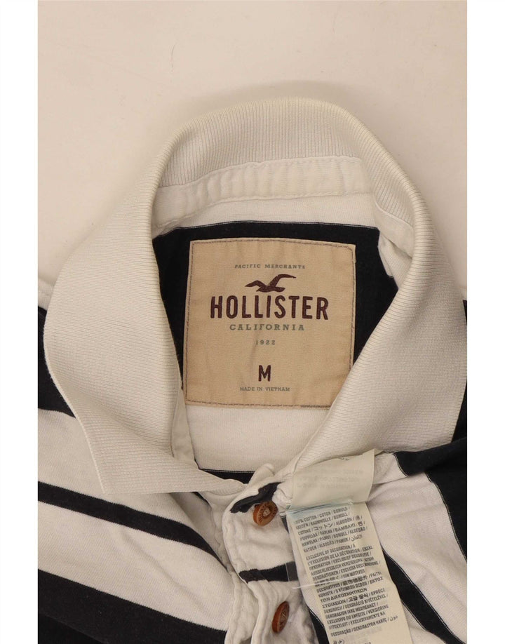 Hollister Herren-Poloshirt aus mittelblauer, gestreifter Baumwolle