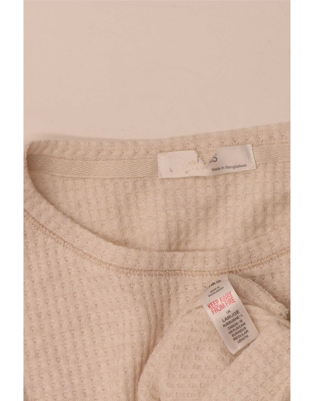 Marks & Spencer Damen Top Langarm UK 16 Large Beige Viskose