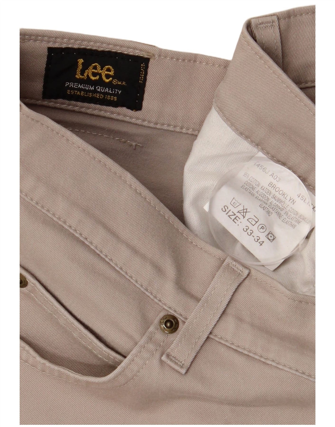 LEE Herren Brooklyn Straight Freizeithose W33 L30 Beige Baumwolle