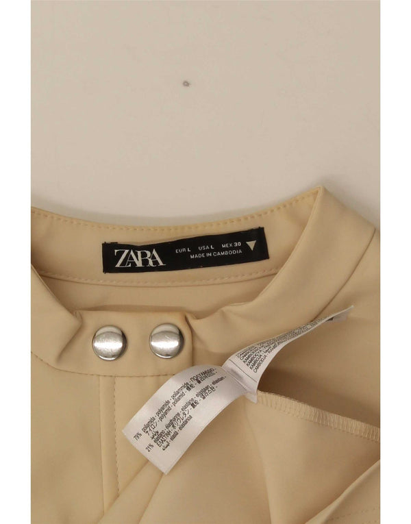 Zara Damen Etuikleid UK 14 Large Beige Polyamid