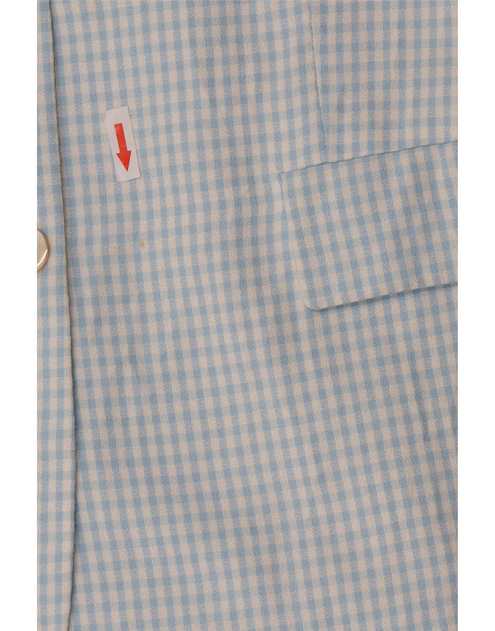 Vintage Damen 3-Knopf-2-teiliges Set IT 46 Große blaue Gingham-Viskose