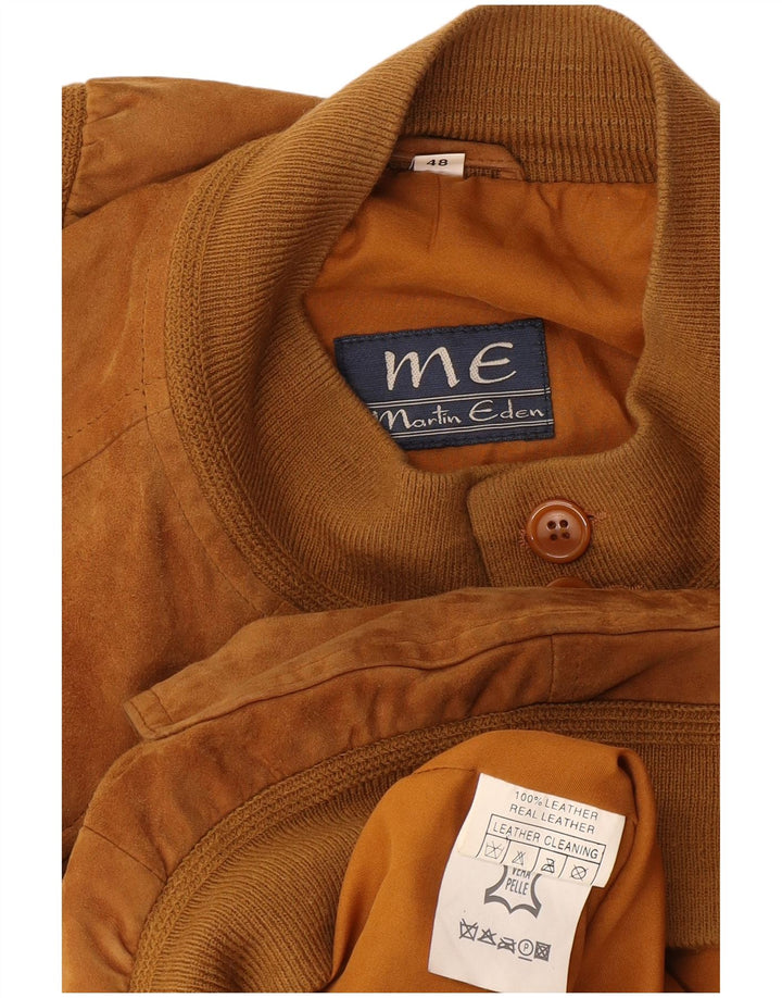 Martin Eden Herren Wildleder Bomberjacke IT 48 Mittelbraunes Leder