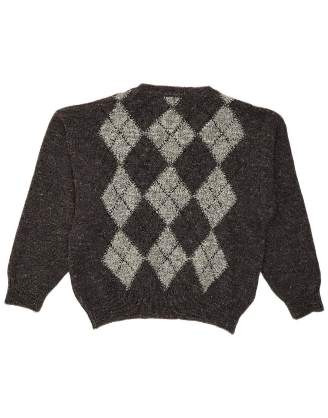 Jack Stone Herren-Pullover mit V-Ausschnitt, Größe 48, mittelgrau, Argyle/Diamant