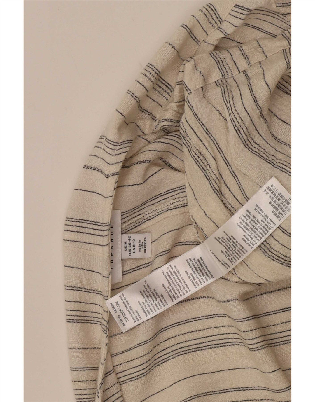 Topshop Damen Playsuit UK 12 Mittelbeige gestreifte Viskose