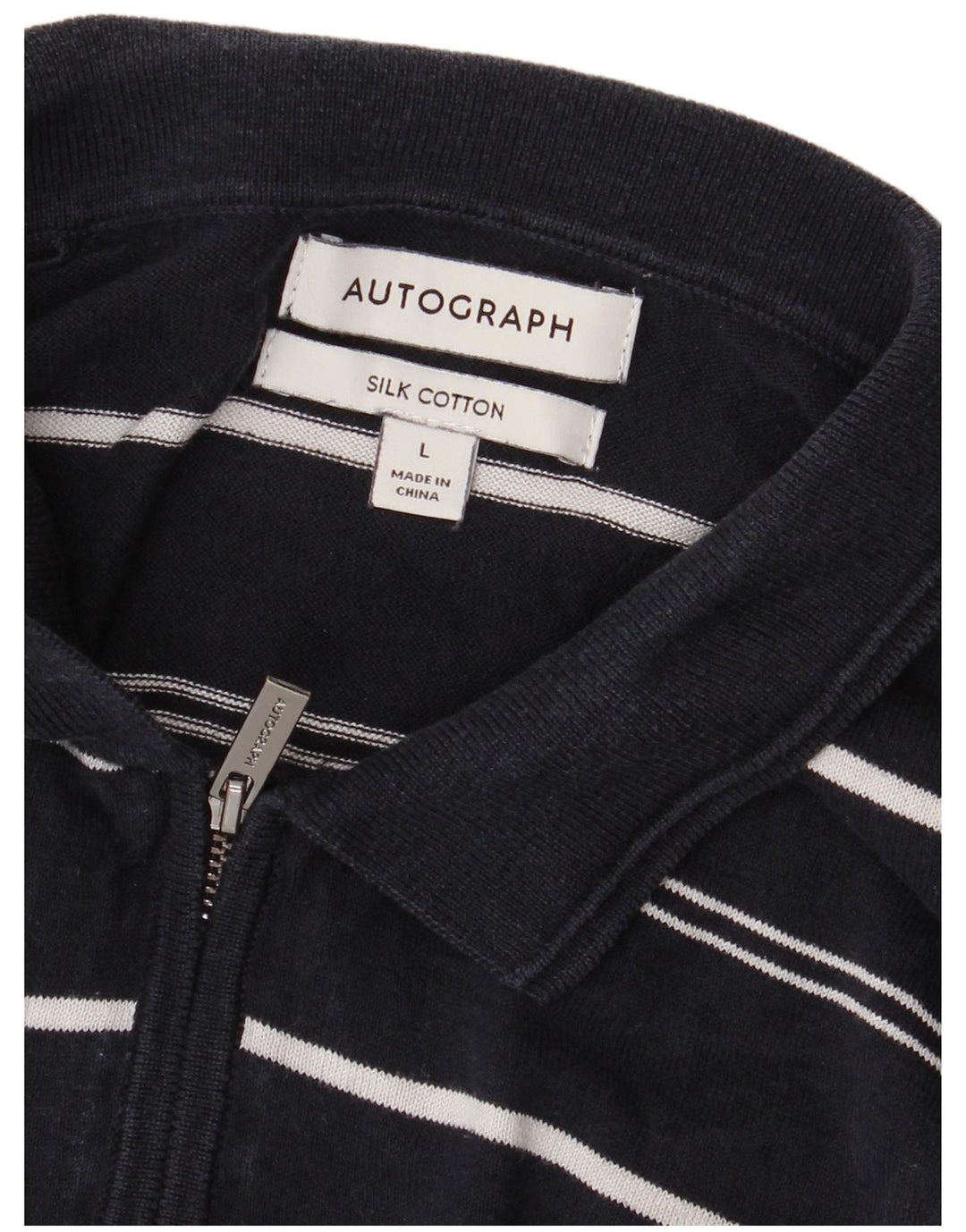 Marks & SPENCER Herren-Pullover „Autograph“ mit Polokragen, Größe L, Marineblau