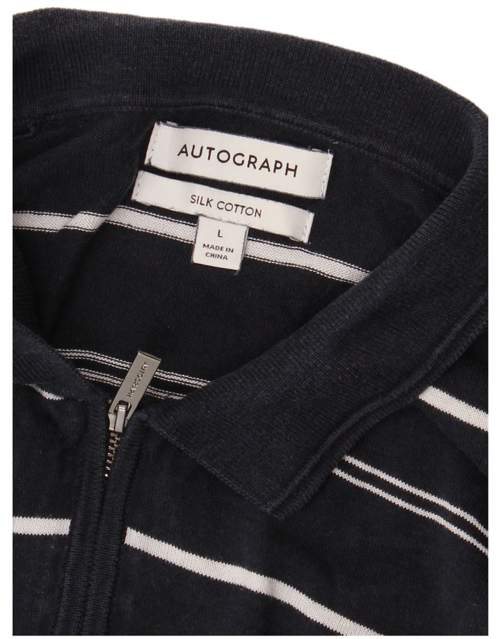 Marks & SPENCER Herren-Pullover „Autograph“ mit Polokragen, Größe L, Marineblau