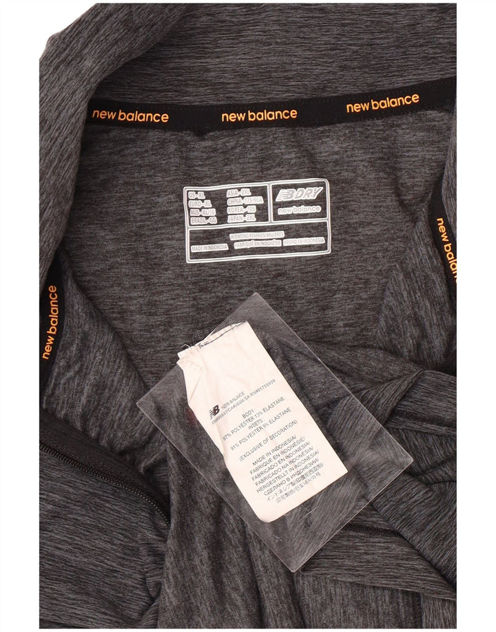 NEW BALANCE Damen Pullover-Trainingsanzugoberteil mit Reißverschluss und Halsausschnitt, UK 18, XL, Grau meliert