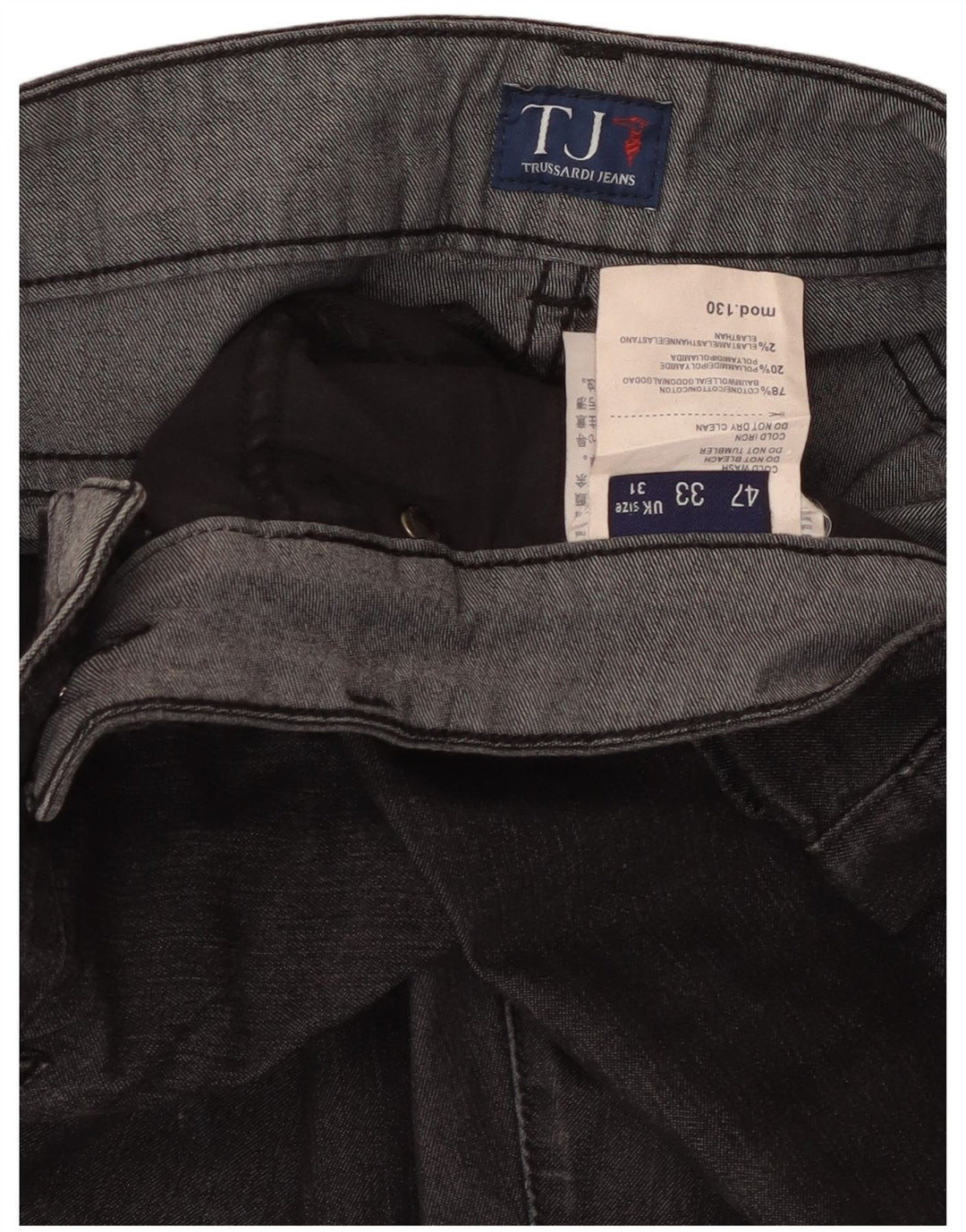 Trussardi Damen Straight Jeans W31 L26 Schwarze Baumwolle