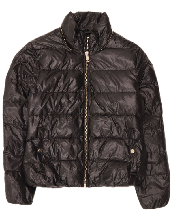 Zara Damen Wattierte Jacke UK 14 Large Schwarz