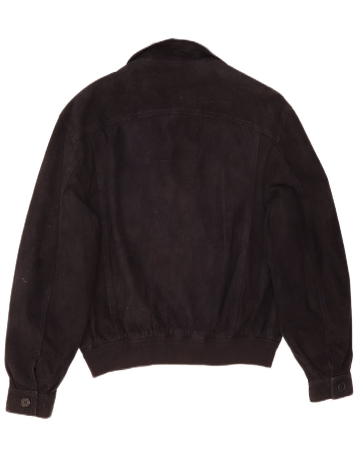 Vintage Herren Wildleder Bomberjacke IT 52 XL Schwarzes Leder