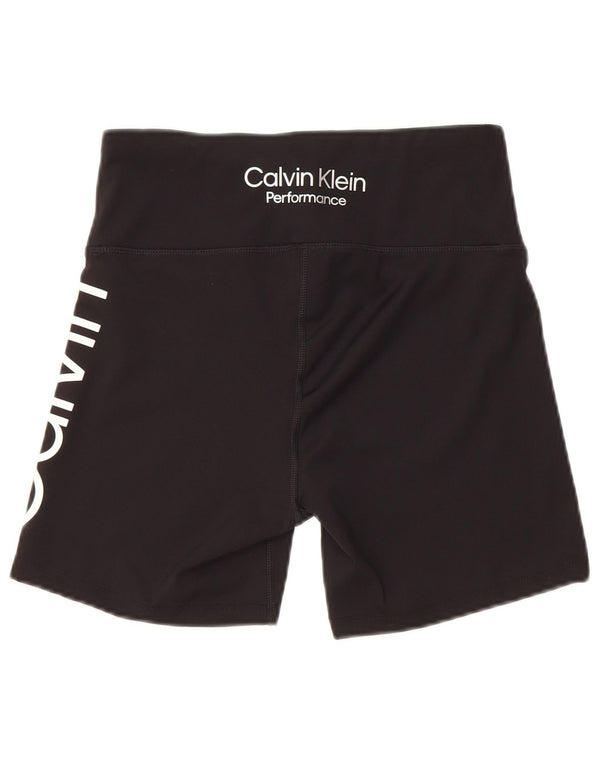Calvin Klein Damen Graphic Sport Shorts UK 12 Medium Schwarz Polyester