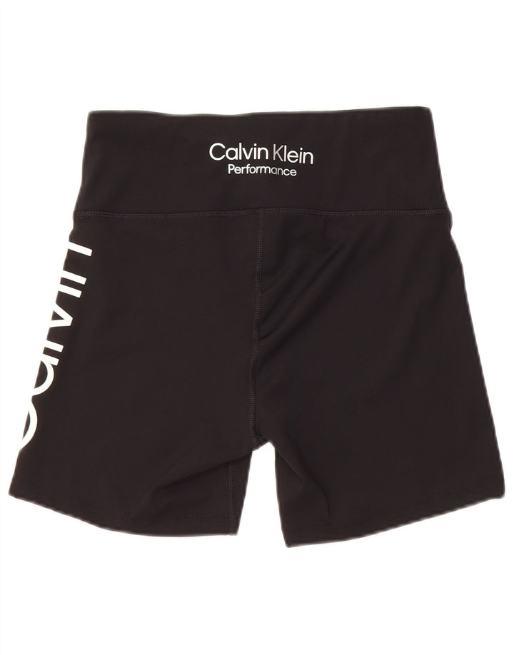 Calvin Klein Damen Graphic Sport Shorts UK 12 Medium Schwarz Polyester
