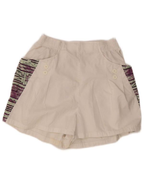 Ellesse Womens Graphic Sport Shorts UK 4 XS Weiß gestreiftes Polyester