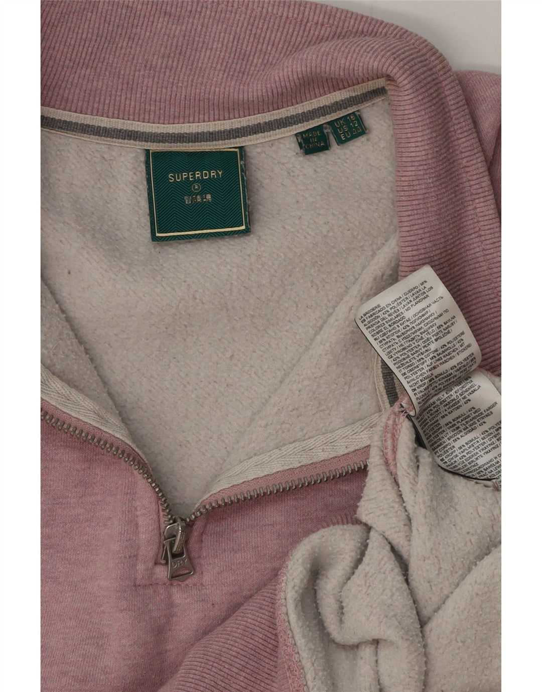 Superdry Damen-Pullover, übergroßer Crop-Sweatshirt, Gr. 16, Größe L, rosa meliert