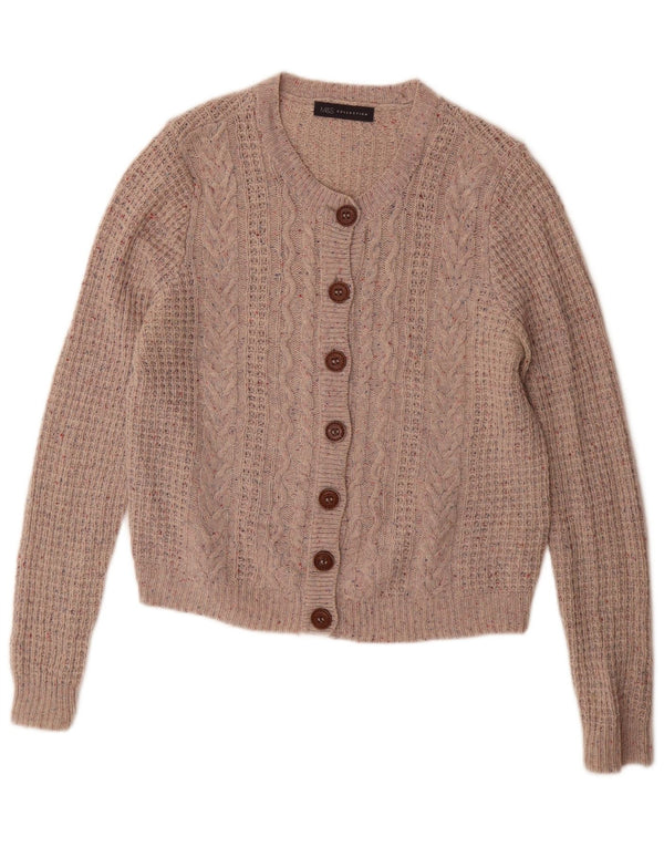 Marks & Spencer Damen-Cardigan-Pullover UK 14 Große grau gefleckte Wolle