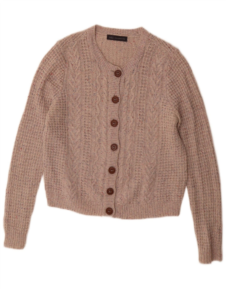 Marks & Spencer Damen-Cardigan-Pullover UK 14 Große grau gefleckte Wolle