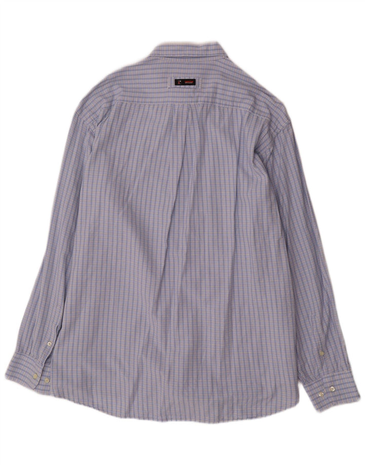 Vintage Herrenhemd 2XL blau kariert Baumwolle