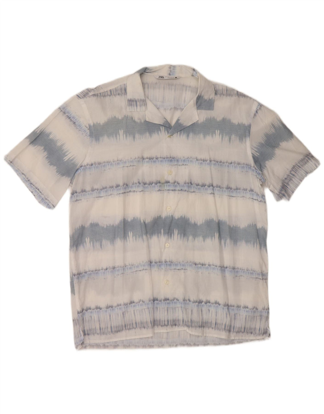 ZARA Herren Kurzarmhemd XL blau gestreift aus Baumwolle
