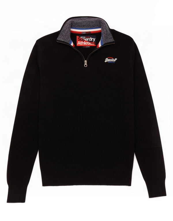 Superdry Herren-Pullover mit Reißverschluss am Hals, 2XL, Marineblau, Baumwolle