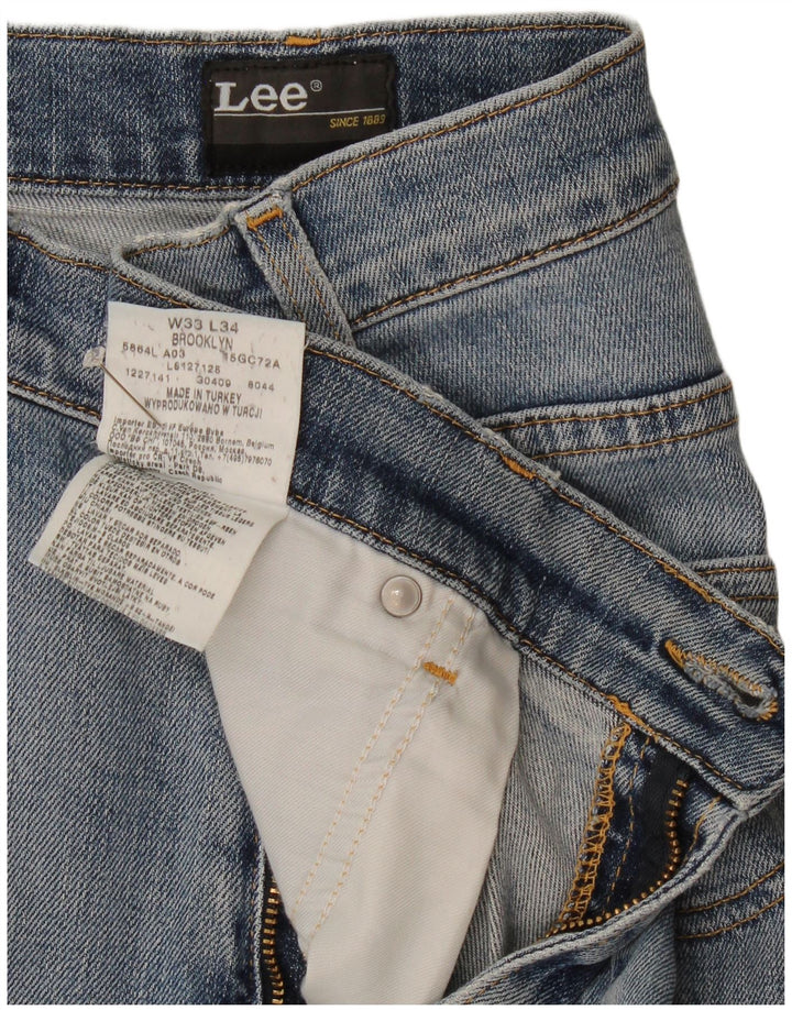 Lee Herren Brooklyn Distressed Straight Jeans W33 L34 Blaue Baumwolle