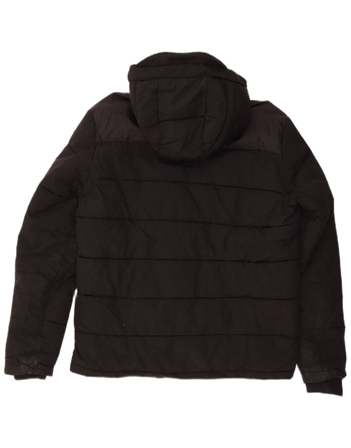 JACK & JONES Wattierte Herrenjacke mit Kapuze, UK 40, Größe L, schwarzes Nylon