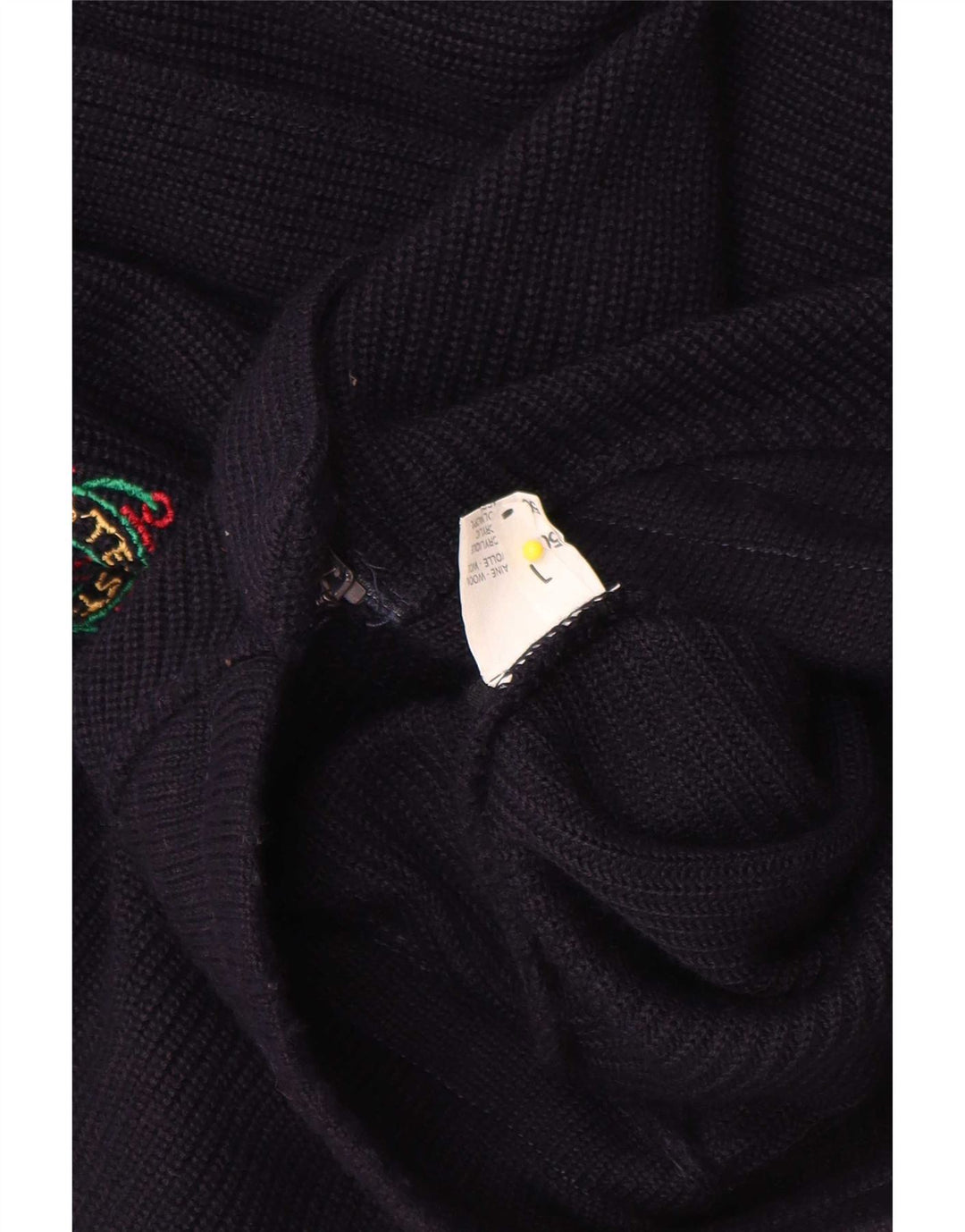 Vintage Herren Cardigan Pullover Große marineblaue Colourblock-Wolle
