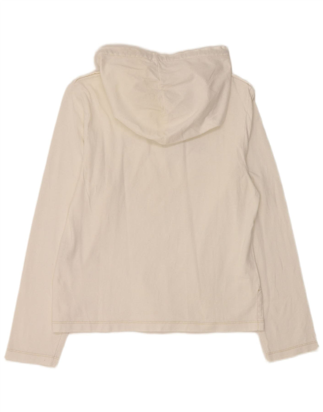 REPLAY Damen-Oberteil mit Kapuze und Grafik, langärmlig, UK 14, Größe L, weiße Baumwolle