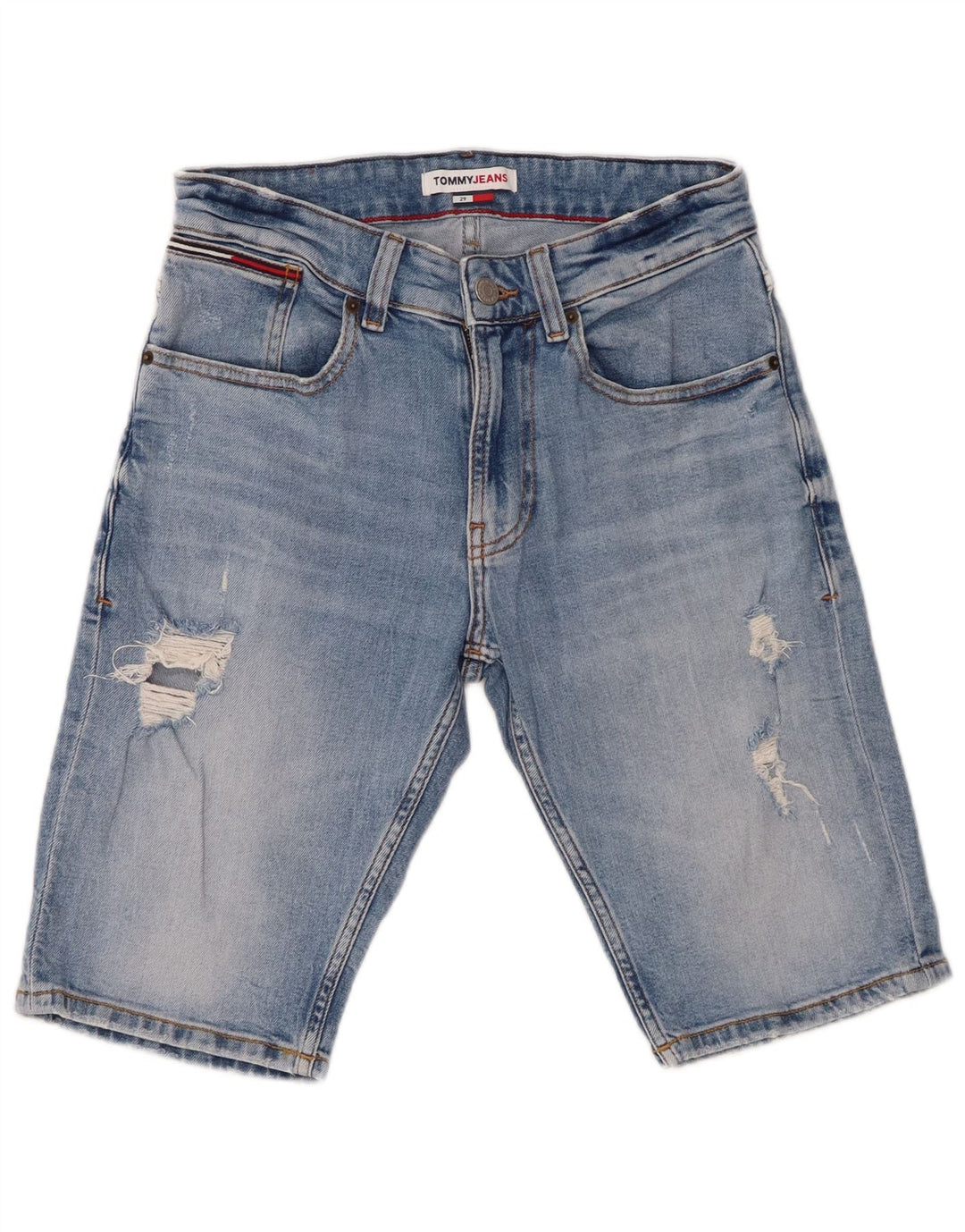TOMMY HILFIGER Herren Distressed Denim Shorts W29 Small Blau