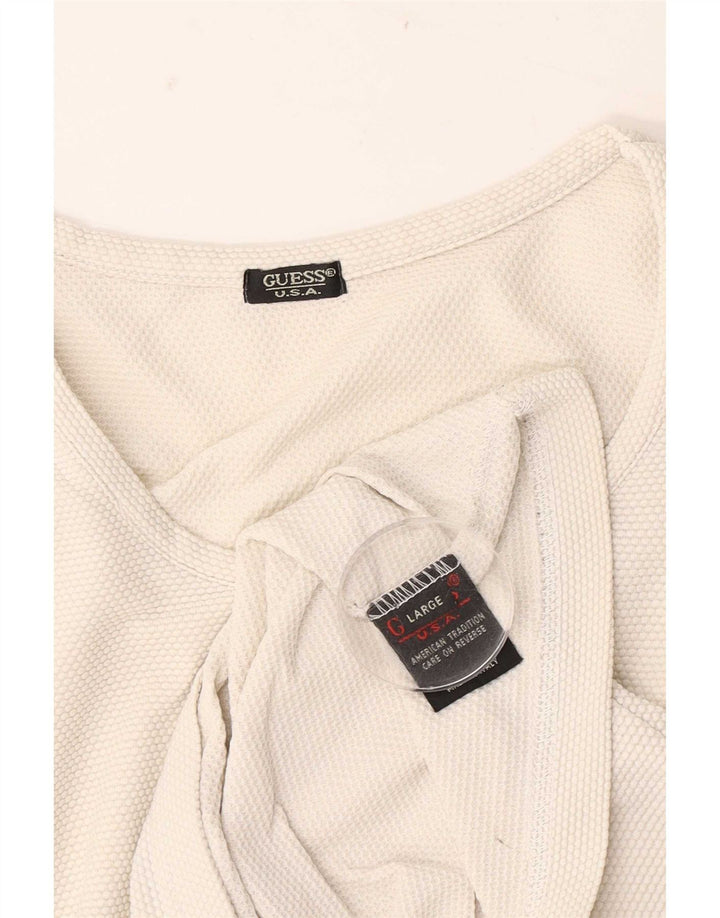 Guess Damen Top Langarm UK 14 Large Weiß