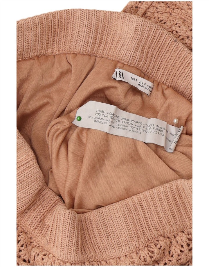 Zara Damen Häkel A-Linien-Rock Small W26 Beige Polyester