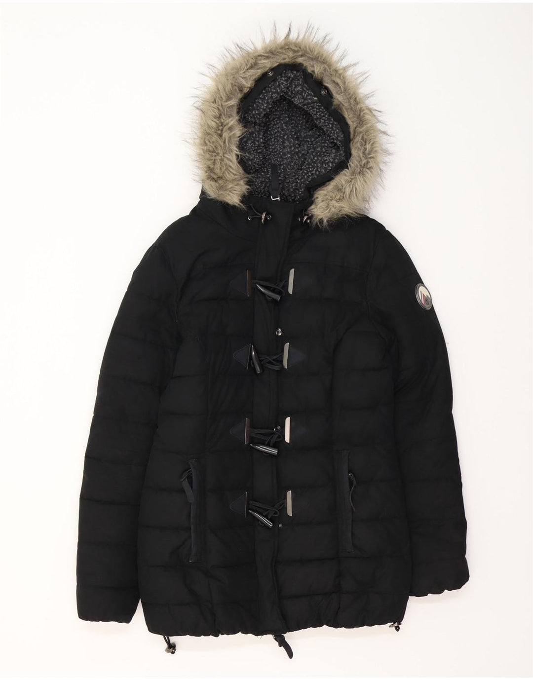 SUPERDRY Wattierte Damenjacke mit Kapuze, UK 12, Mittelschwarz, Polyester