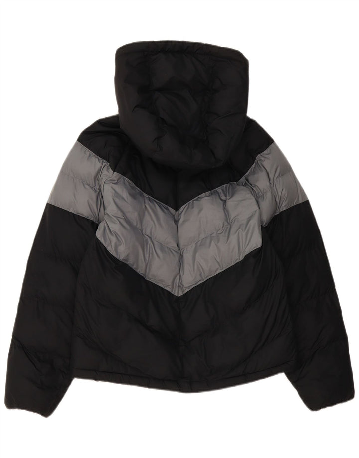 Nike Jungen-Kapuzenjacke, gepolstert, 12–13 Jahre, schwarzes Colourblock-Polyester