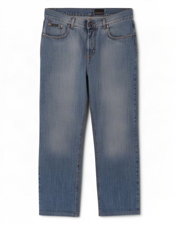 Calvin Klein Herren Straight Jeans W34 L30 Blaue Baumwolle