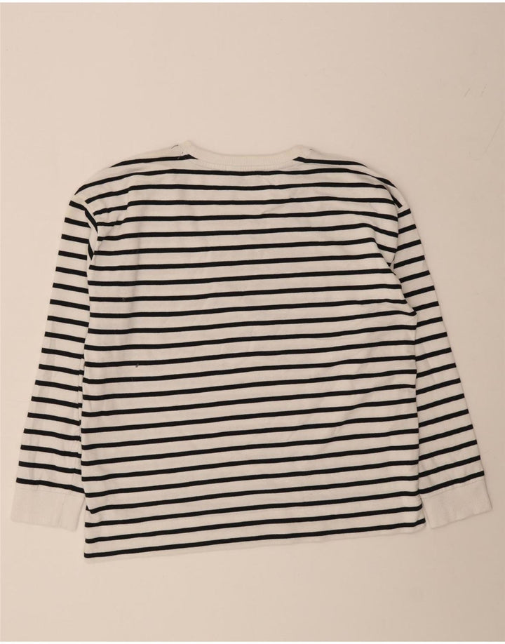 TOMMY HILFIGER Mens Graphic Sweatshirt Jumper Large White Striped Cotton Vintage Tommy Hilfiger and Second-Hand Tommy Hilfiger from Messina Hembry 