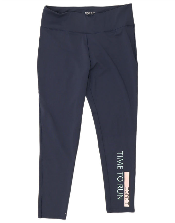 Esprit Womens Graphic Crop Leggings UK 14 Large Marineblau Polyester