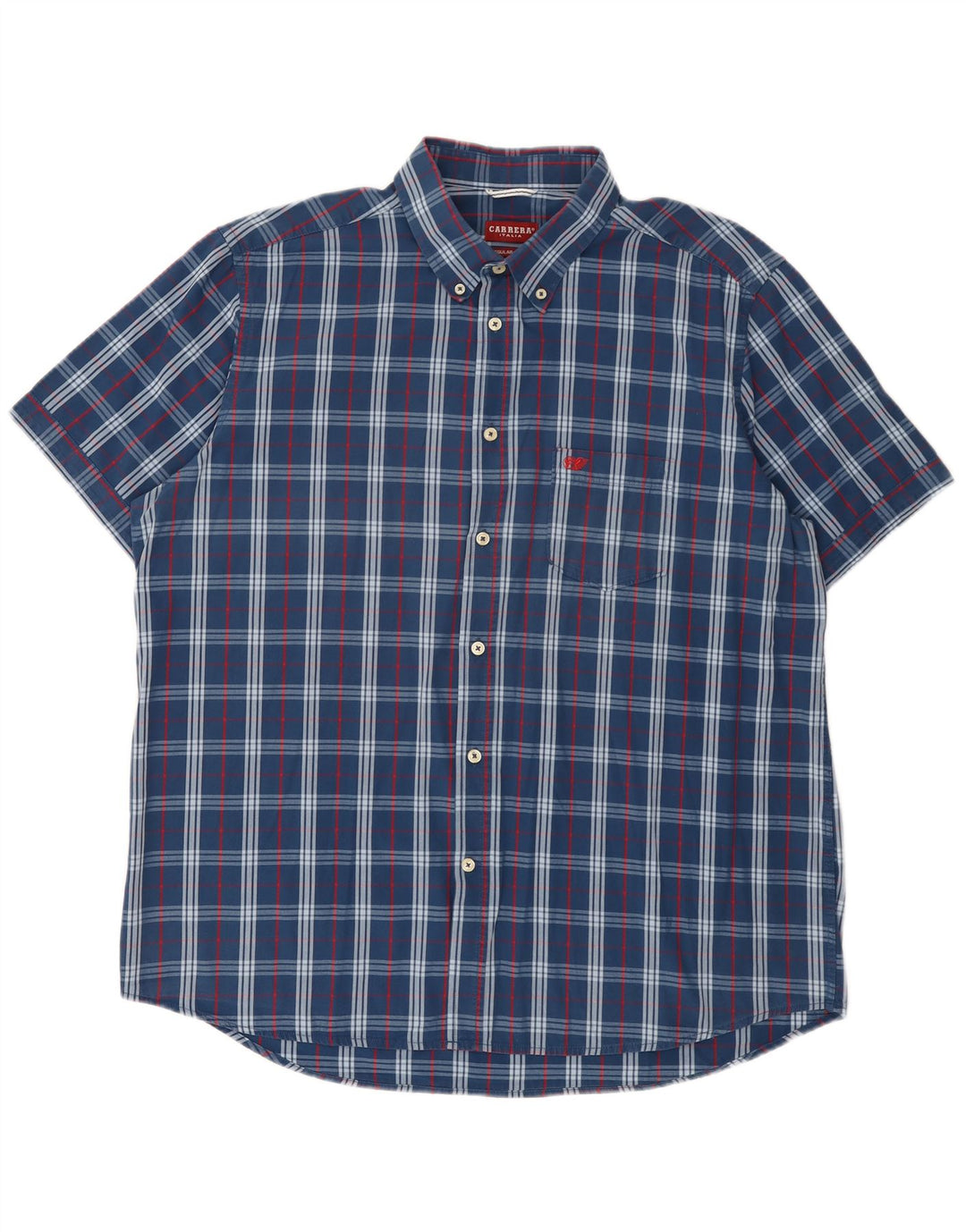 Carrera Herren-Hemd, kurzärmelig, reguläre Passform, 2XL, blau kariert, Baumwolle