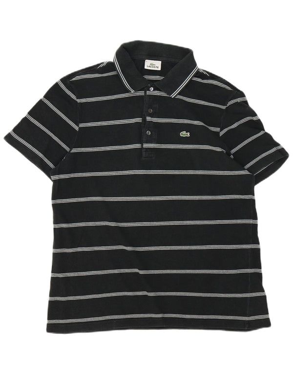 Lacoste Herren-Poloshirt, Größe 6 XL, schwarz gestreift, Baumwolle