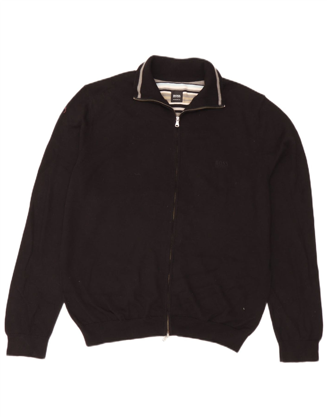 Hugo Boss Herren-Strickjacke mit normaler Passform, große schwarze Baumwolle