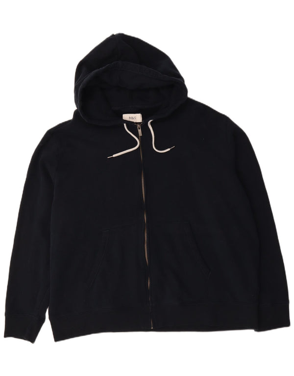Marks & Spencer Herren-Kapuzenpullover mit Reißverschluss, 3XL, Marineblau, Baumwolle