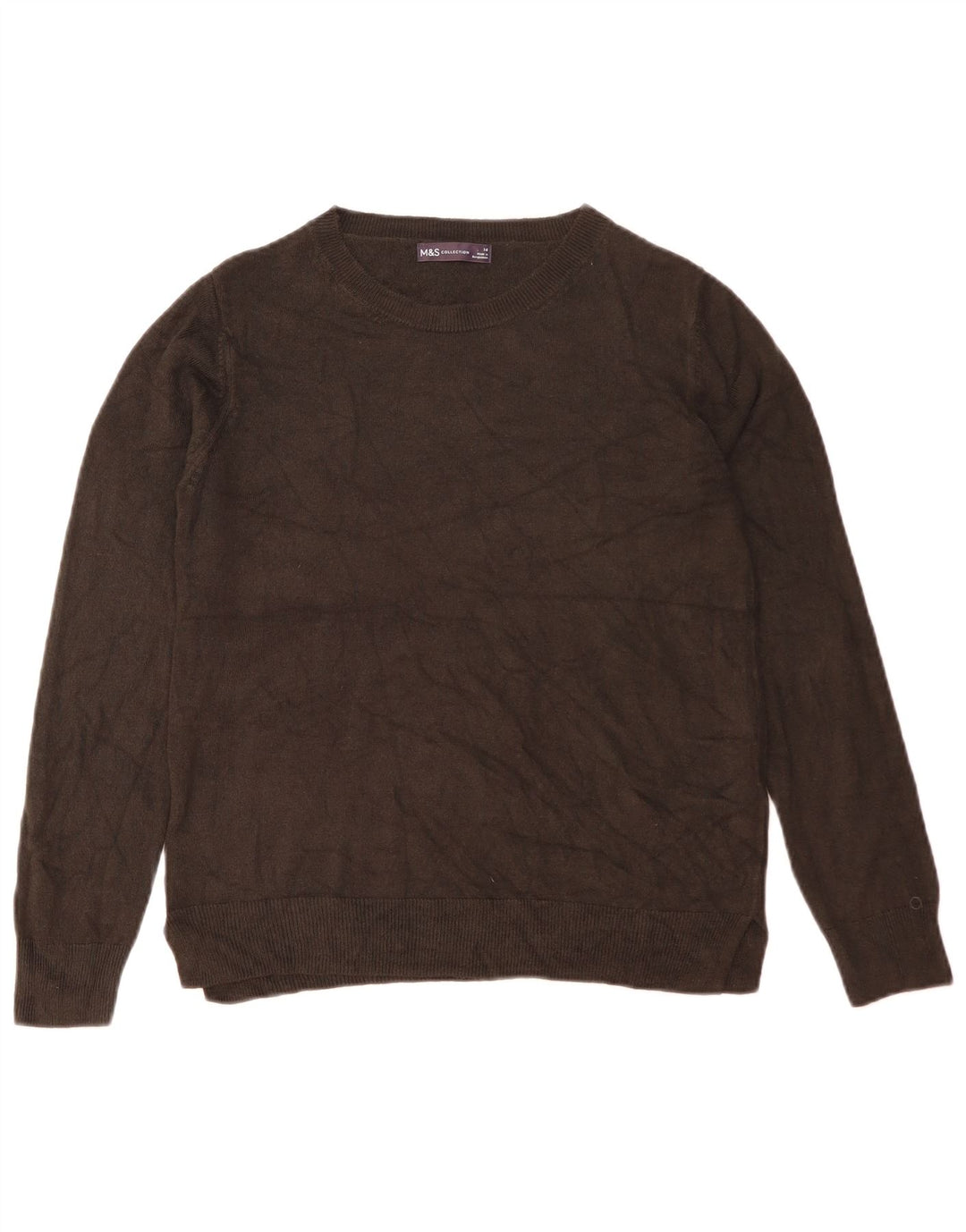 Marks & Spencer Damen-Pullover mit Rundhalsausschnitt, Gr. 14, Mittelschwarz, Acryl