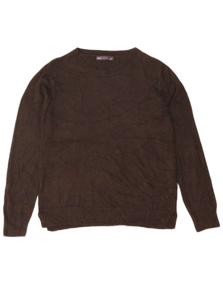 Marks & Spencer Damen-Pullover mit Rundhalsausschnitt, Gr. 14, Mittelschwarz, Acryl