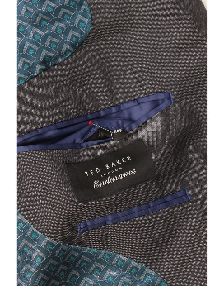 TED BAKER Mens 2 Button Blazer Jacket UK 44 2XL Grey Wool Vintage Ted Baker and Second-Hand Ted Baker from Messina Hembry 