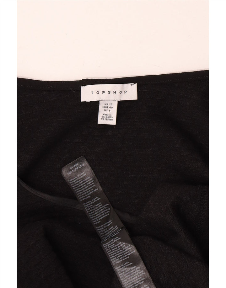 Topshop Damen Mini-Basic-Kleid UK 12 Mittelschwarzes Polyester