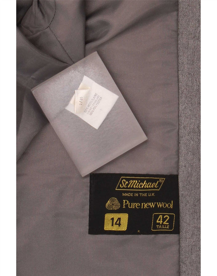 St Michael Damen 1-Knopf-Blazer-Jacke, UK 14, große graue Wolle